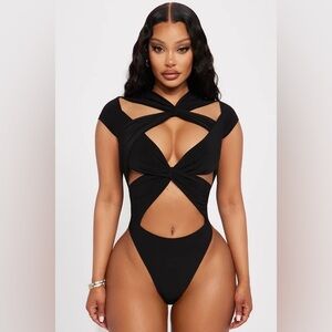 Fashion Nova Elegant Black Bodysuit